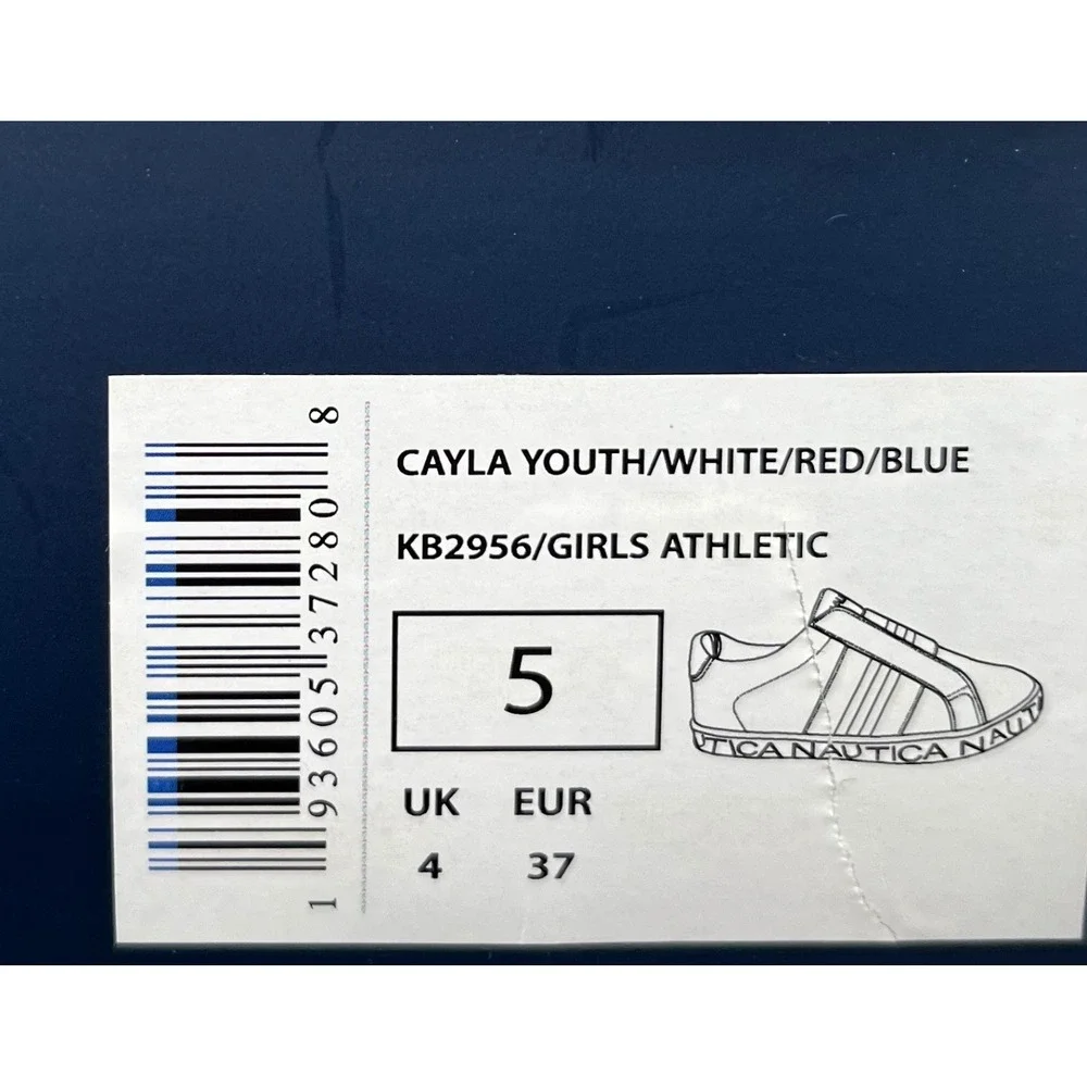 Nautica Youth Girls Fashion Sneaker Size 5 White Multicolor Slip On Casual Shoes